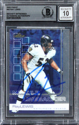 Ravens Ray Lewis Signed 2002 Finest #40 Card Auto Grade Gem Mint 10! BAS Slabbed