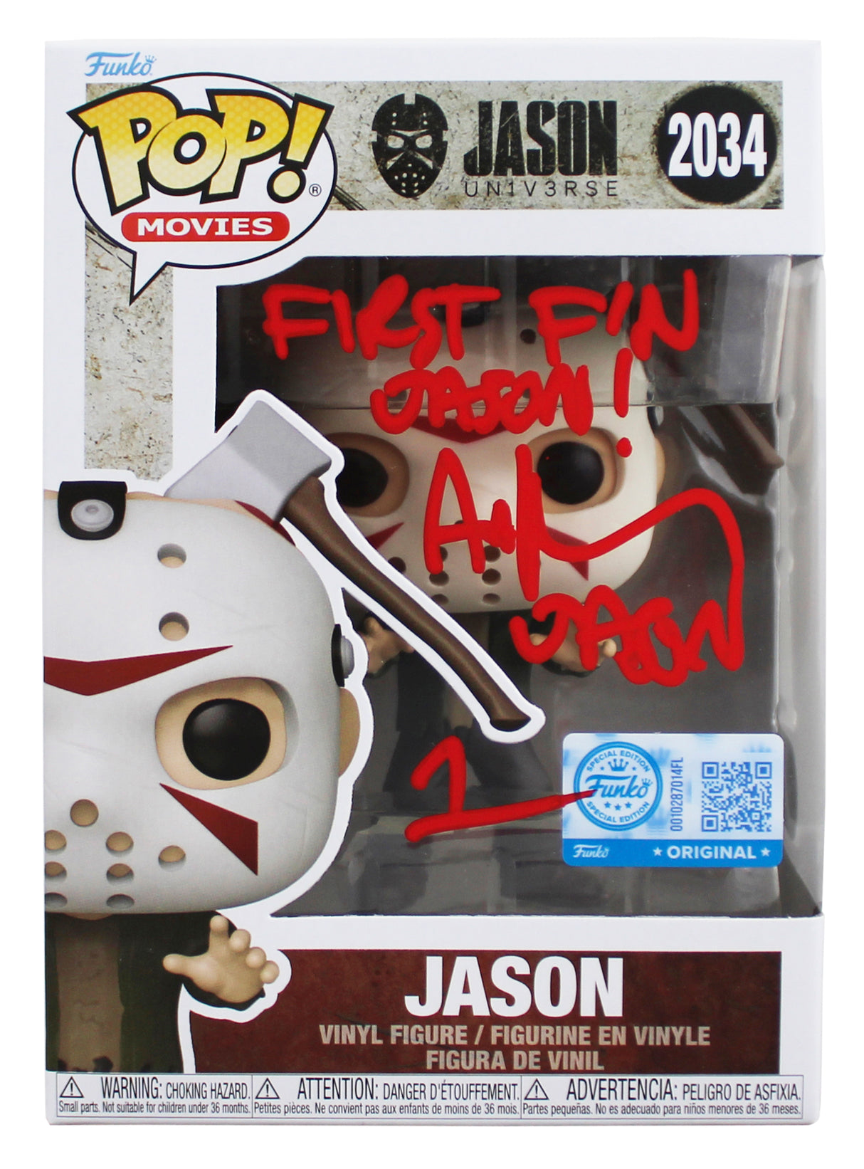 Ari Lehman "2x Insc" Signed Jason #2034 Funko Pop Figure w/ Red Sig BAS Witness