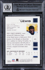 Ravens Ray Lewis Signed 2002 Finest #40 Card Auto Grade Gem Mint 10! BAS Slabbed