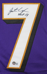 Jonathan Ogden "HOF 13" Signed Purple Pro Style Framed Jersey BAS Witnessed 2