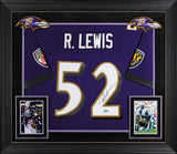 Ravens Ray Lewis Signed Purple Mitchell & Ness Framed Jersey BAS Witnessed