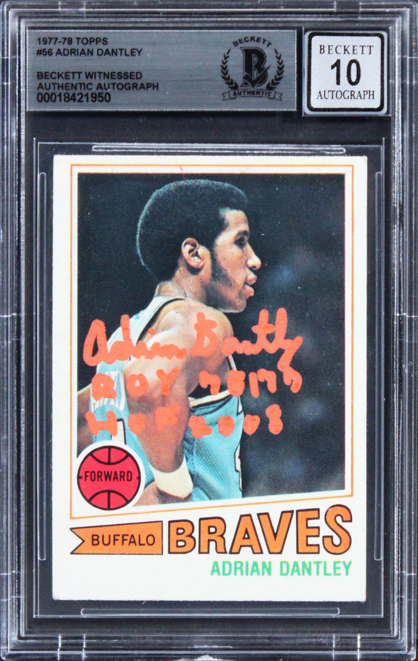 Clippers Adrian Dantley "2x Insc" Signed 1977 Topps #56 Card Auto 10 BAS Slabbed