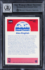 Nugs Alex English "HOF 97" Signed 1986 Fleer Stickers #4 Card Auto 10! BAS Slab