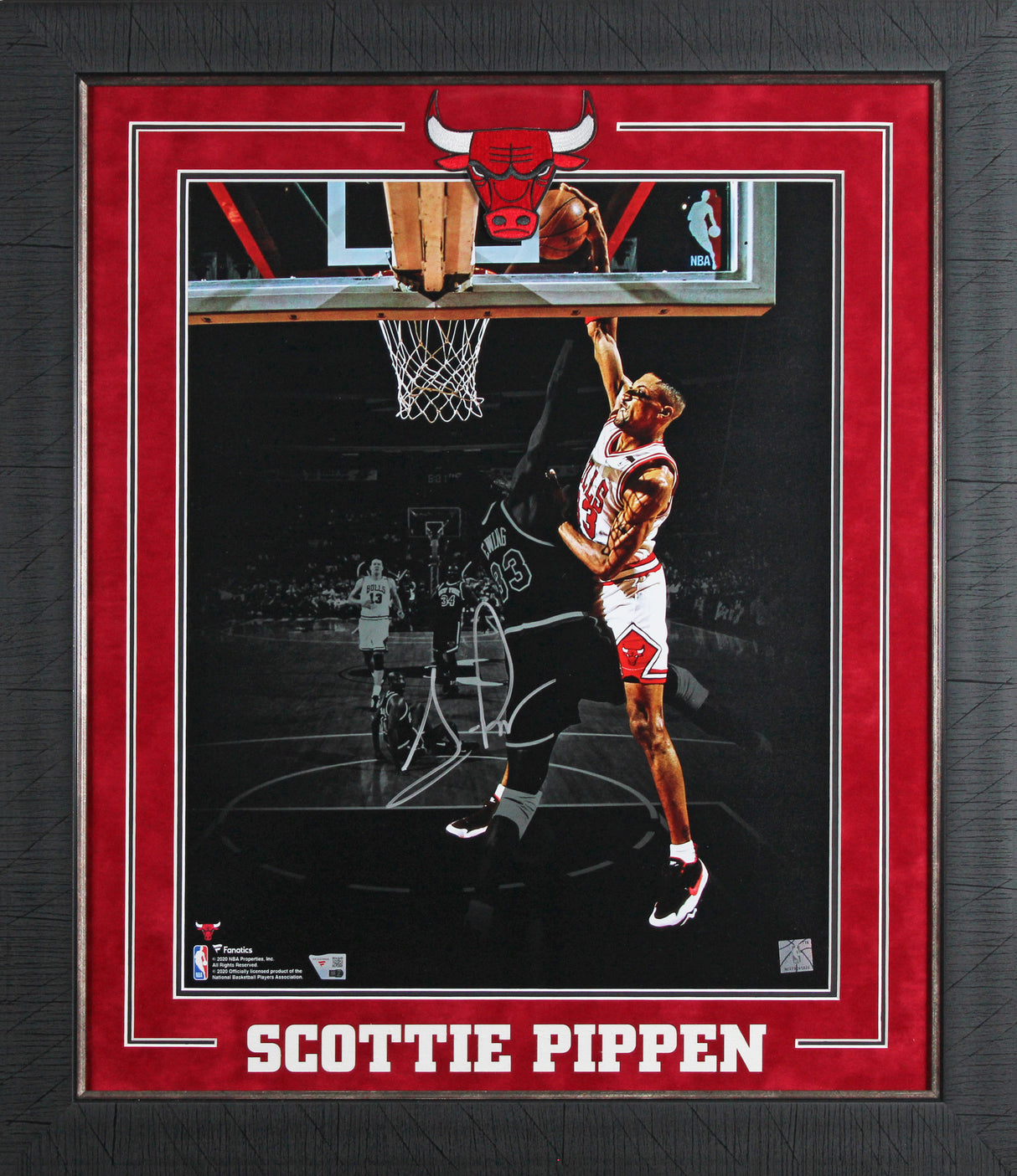 Bulls Scottie Pippen Signed 16x20 Framed Vertical Spotlight Photo Fanatics