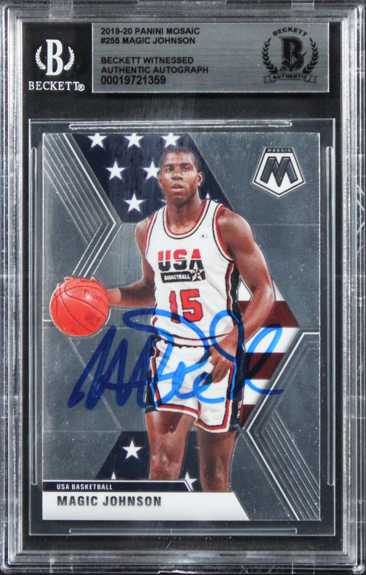 Lakers Magic Johnson Authentic Signed 2019 Panini Mosaic #255 Card BAS Slabbed