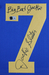 Jackie Slater "Big Bad Jackie" Signed Blue TB Pro Style Framed Jersey BAS Wit