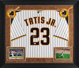 Padres Fernando Tatis Jr. Signed White Pinstriped Nike Framed Jersey JSA