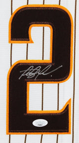 Padres Fernando Tatis Jr. Signed White Pinstriped Nike Framed Jersey JSA