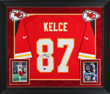 Chiefs Travis Kelce Authentic Signed Red Nike Limited Framed Jersey BAS Witness