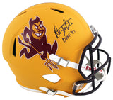 ASU Danny White "CHOF '97" Signed Yellow Sparky F/S Speed Rep Helmet W/ Case BAS