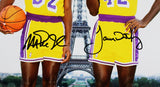Lakers Magic Johnson & James Worthy Signed 16x20 Vertical Paris Photo BAS Wit