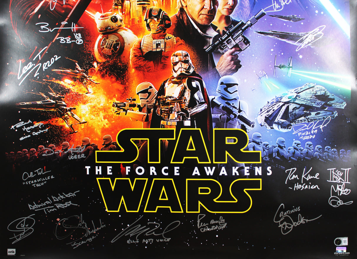 Star Wars (21) Hamill, Ridley, Mayhew, Driver Signed 27x40 Poster BAS #AG010007