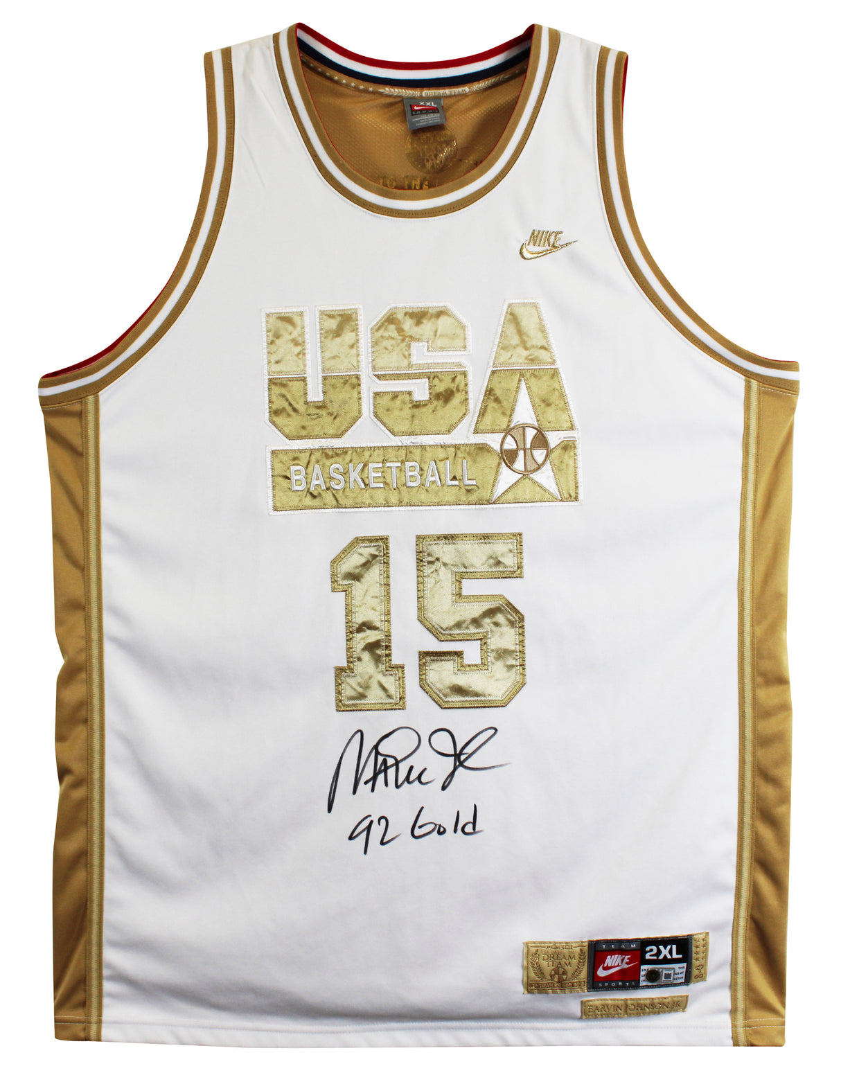 Magic Johnson "92 Gold" Signed White & Gold Nike Team USA Jersey BAS W #5W006547