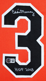Eddie Murray "HOF 03" Signed Orange Pro Style Framed Jersey BAS Witnessed