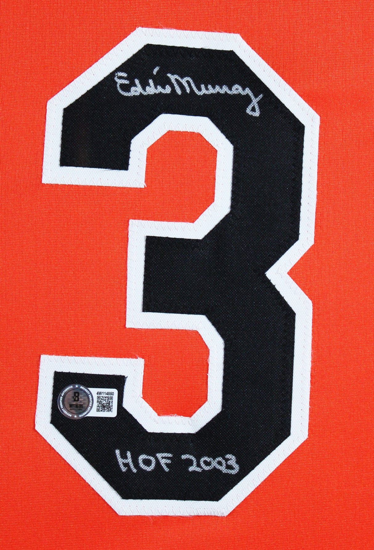 Eddie Murray "HOF 03" Signed Orange Pro Style Framed Jersey BAS Wit #4W114850