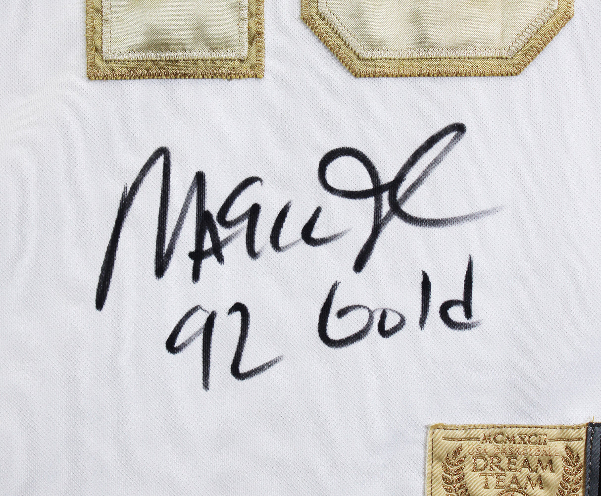 Magic Johnson "92 Gold" Signed White & Gold Nike Team USA Jersey BAS W #5W006548