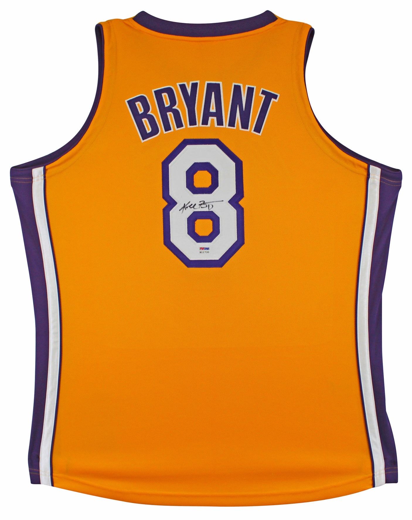 Lakers Kobe Bryant Signed Yellow M&N 2000-01 HWC Authentic Jersey PSA #B11730