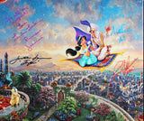 Aladdin (5) Larkin, Weinger, Freeman, +2 Signed & Framed 18x22 Canvas BAS LOA