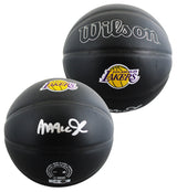 Lakers Magic Johnson Signed Black Wilson Logo Basketball W/ Case BAS Witnessed