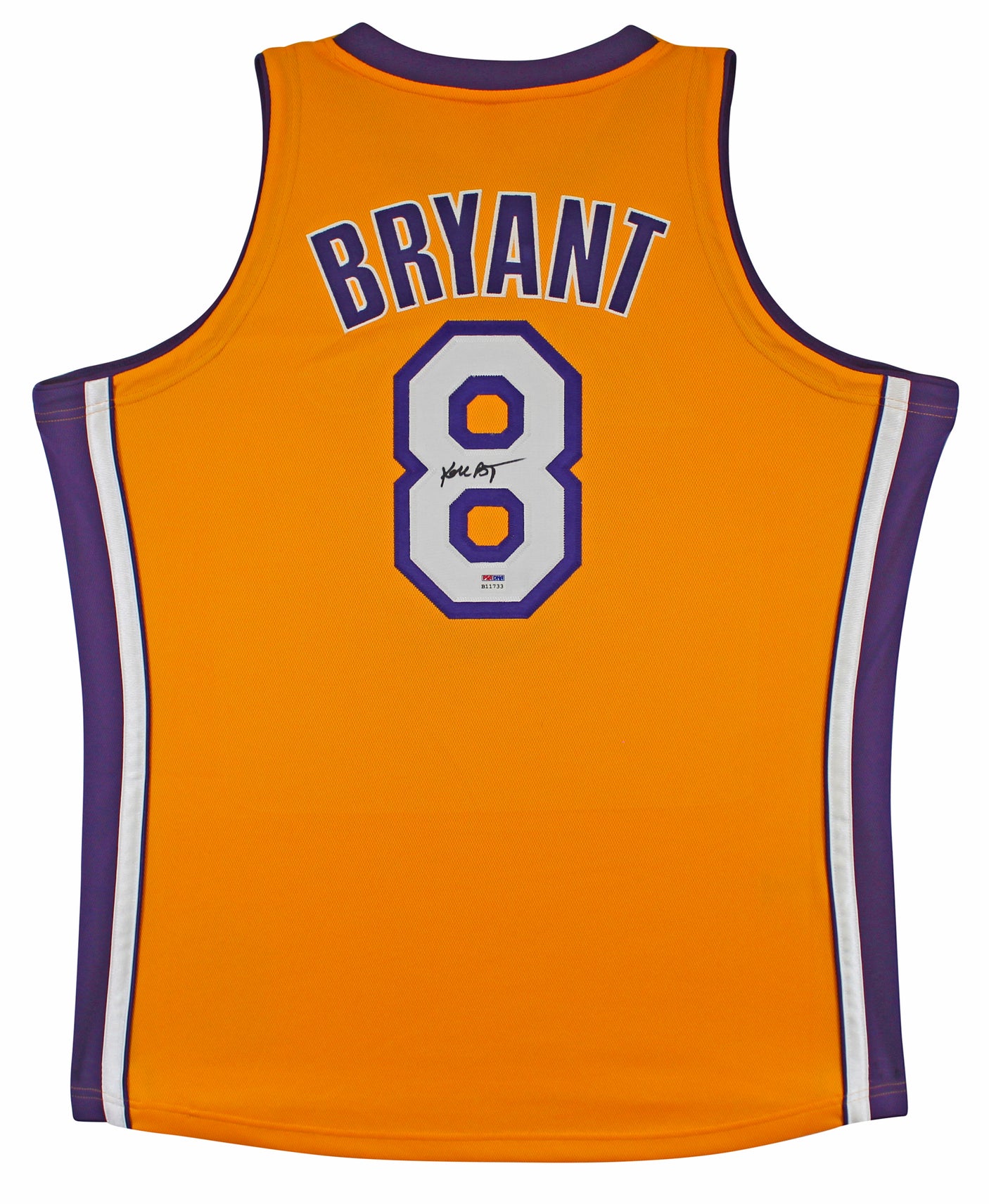 Lakers Kobe Bryant Signed Yellow M&N 2000-01 HWC Authentic Jersey PSA #B11733