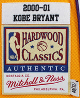 Lakers Kobe Bryant Signed Yellow M&N 2000-01 HWC Authentic Jersey PSA #B11733