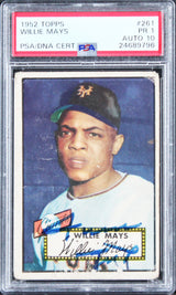 Giants Willie Mays Signed 1952 Topps #261 Card Card 1 Auto 10! PSA/DNA Slabbed