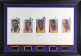 Lakers Legends (5) Chamberlain Jabbar Johnson Signed & Framed 22x39 Litho JSA