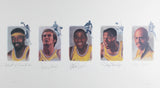 Lakers Legends (5) Chamberlain Jabbar Johnson Signed & Framed 22x39 Litho JSA