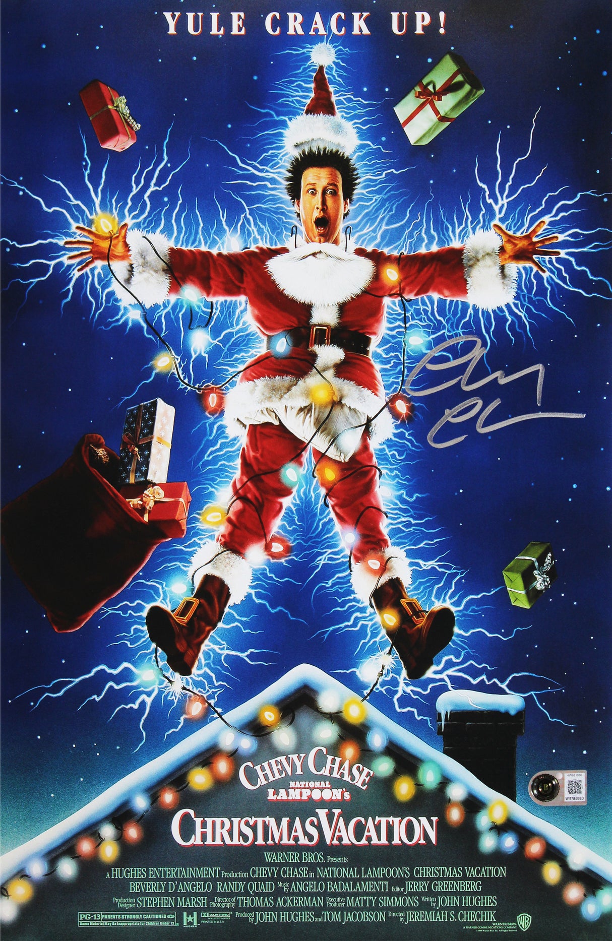 Chevy Chase Christmas Vacation Signed 11x17 Mini Movie Poster Photo BAS Witness