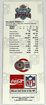 Jimmy Johnson Autographed Cowboys Replica Super Bowl XXVII Ticket - Beckett Holo