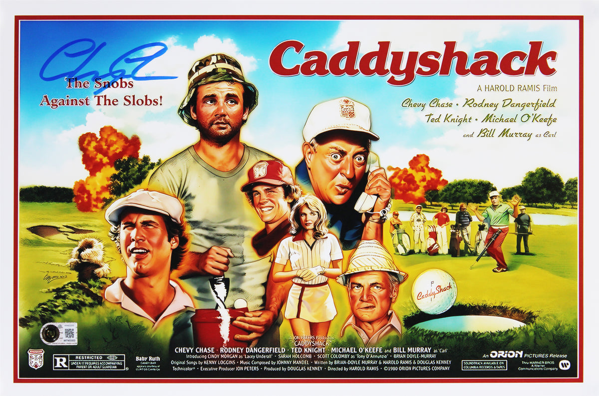 Chevy Chase Caddyshack Signed 11x17 Horizontal Mini Movie Poster Photo BAS Wit