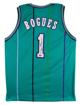 Muggsy Bogues Authentic Signed Teal Pro Style Jersey Autographed BAS Witnessed