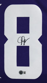 Vikings Justin Jefferson Signed Purple Nike Limited Framed Jersey BAS Witnessed