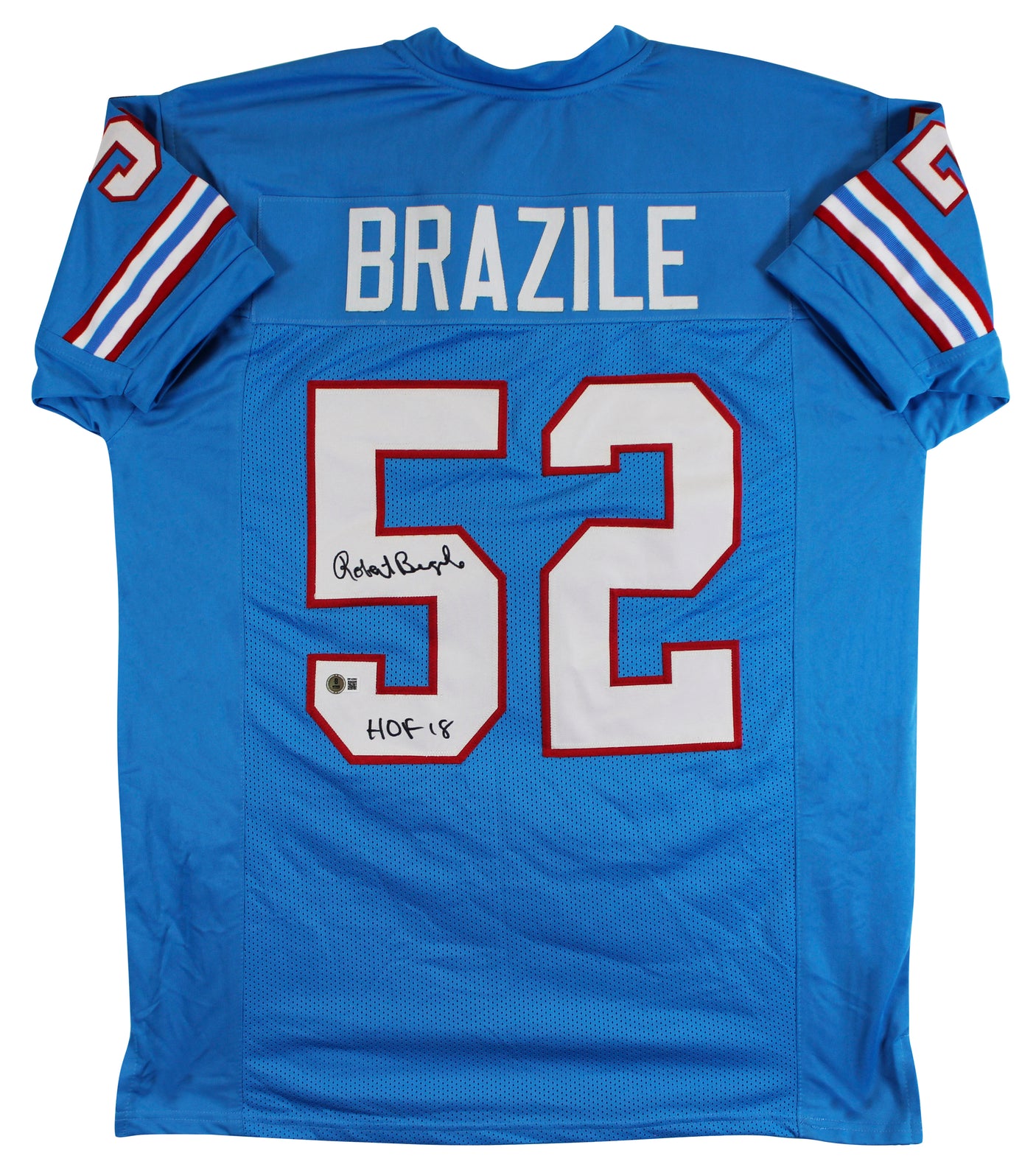 Robert Brazile "HOF 2018" Signed Light Blue Pro Style Jersey BAS Witnessed