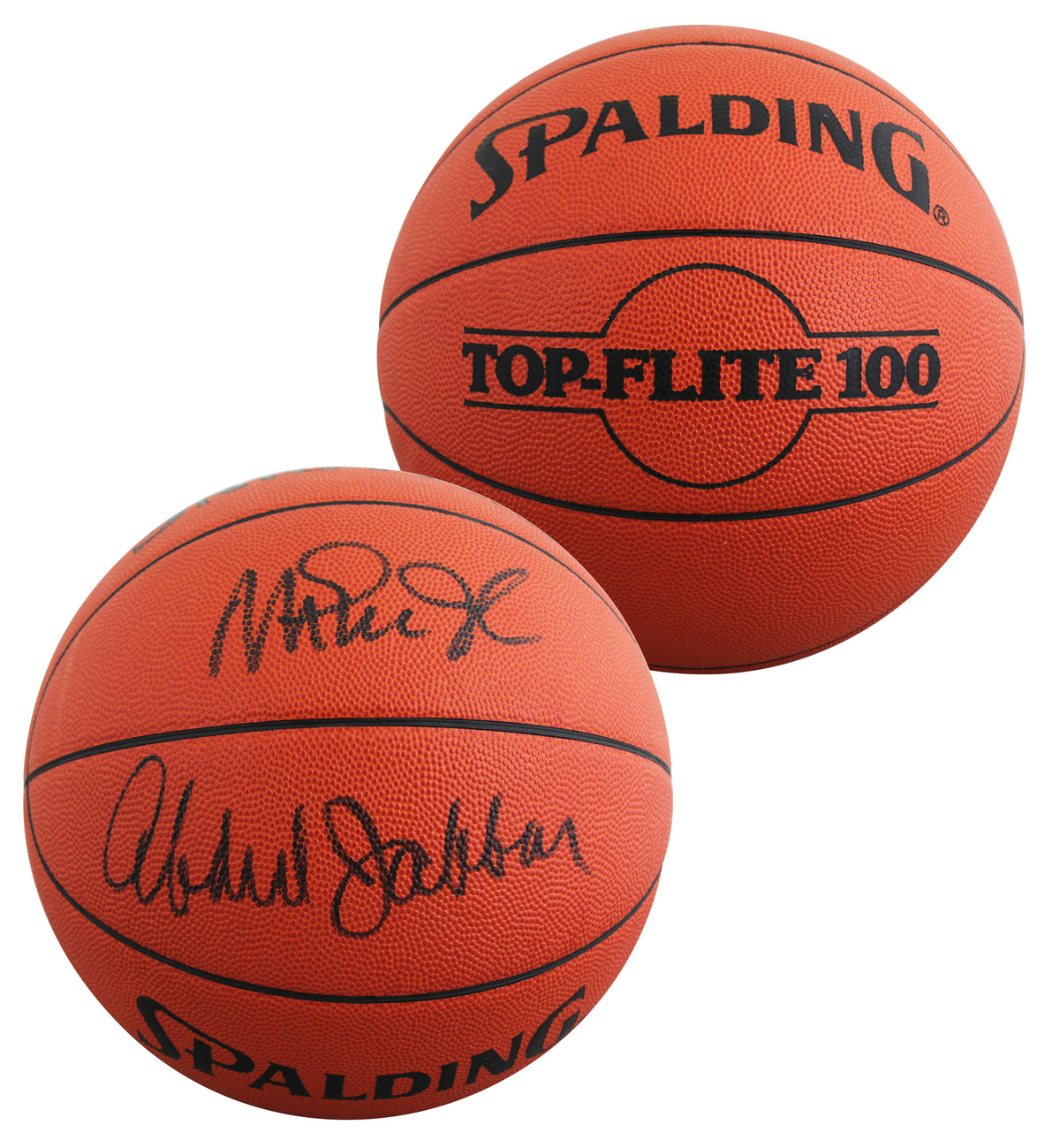 Lakers Magic Johnson & Kareem Abdul-Jabbar Signed Basketball BAS Wit #5W053814