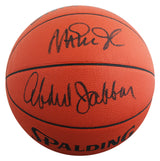Lakers Magic Johnson & Kareem Abdul-Jabbar Signed Basketball BAS Wit #5W053814