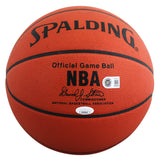 Lakers Magic Johnson & Kareem Abdul-Jabbar Signed Basketball BAS Wit #5W053810