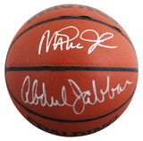 Lakers Magic Johnson & Kareem Abdul-Jabbar Signed Basketball BAS Wit #5W053809