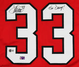Georgia Terrell Davis "Go Dawgs" Signed Red Pro Style Framed Jersey BAS Witness
