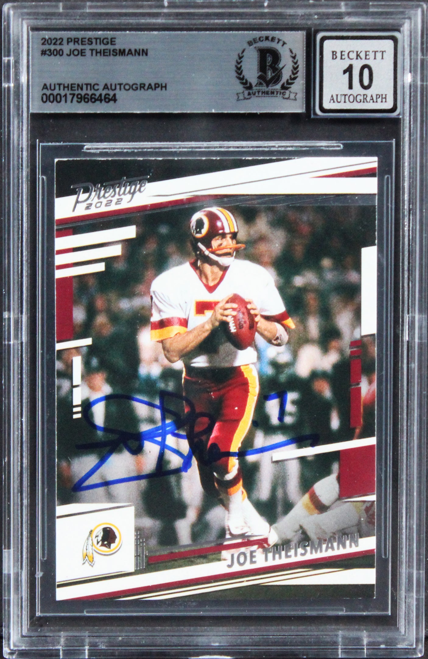 Commanders Joe Theismann Signed 2022 Prestige #300 Card Auto 10! BAS Slabbed