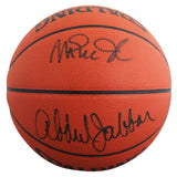 Lakers Magic Johnson & Kareem Abdul-Jabbar Signed Basketball BAS Wit #5W053812