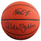 Lakers Magic Johnson & Kareem Abdul-Jabbar Signed Basketball BAS Wit #5W053811