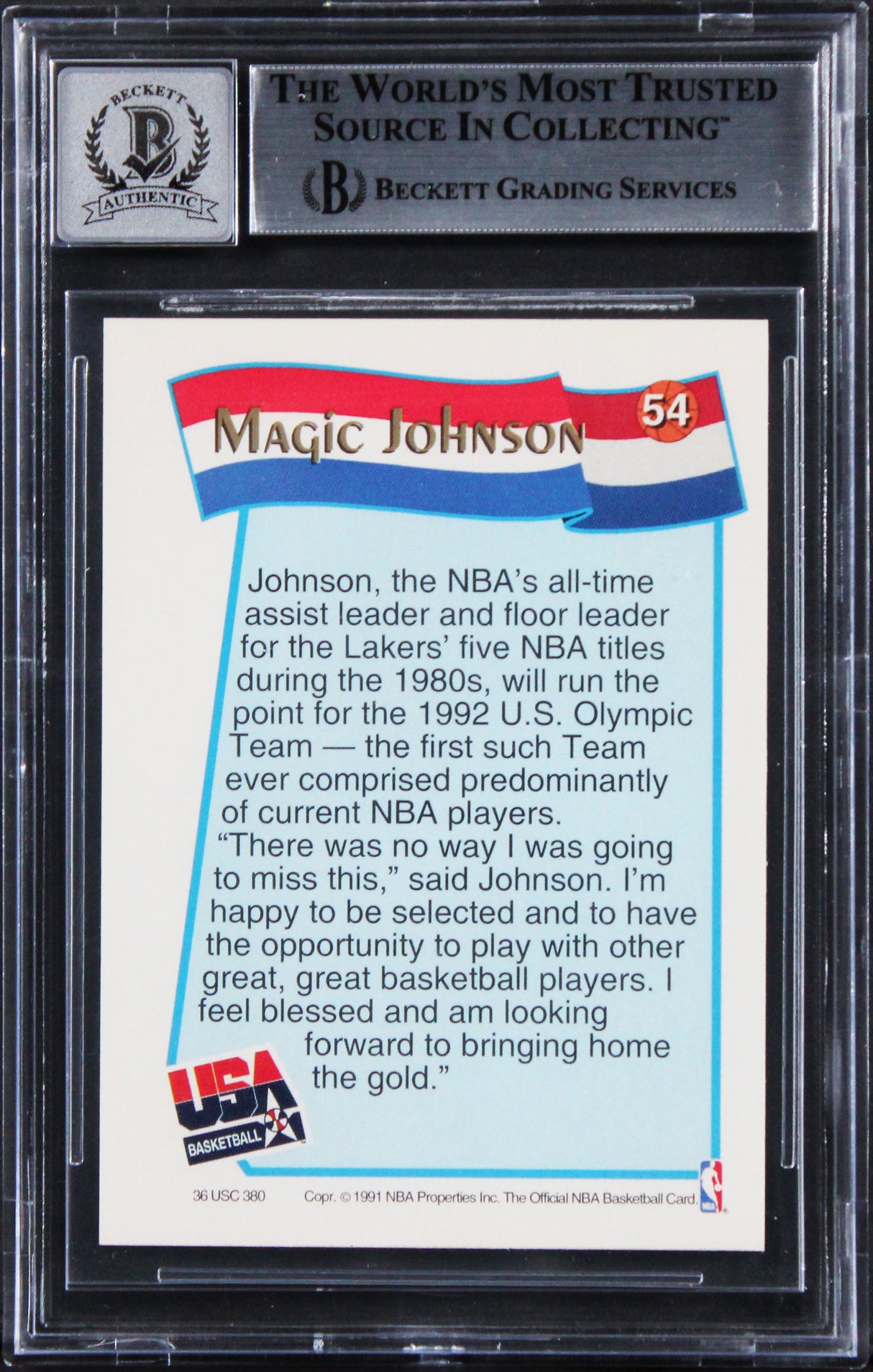 Lakers Magic Johnson Signed 1991 Hoops McDonald's #54 Card Auto 10! BAS Slabbed