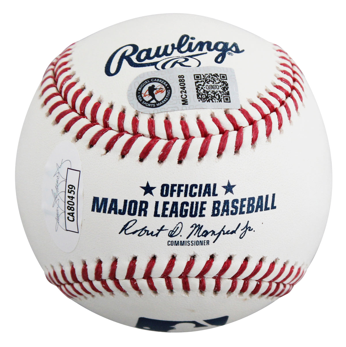 Tigers Miguel Cabrera Authentic Signed Robert Manfred OML Baseball W/ Case JSA