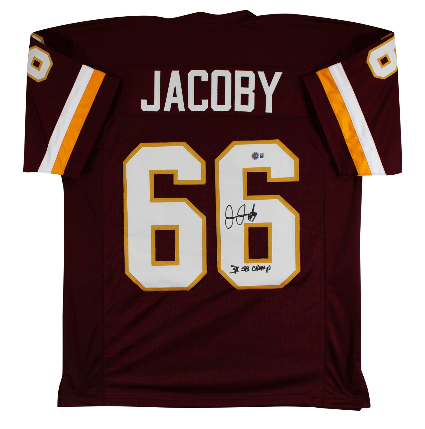 Joe Jacoby "3x SB Champ" Authentic Signed Maroon Pro Style Jersey BAS Witnessed