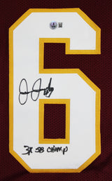 Joe Jacoby "3x SB Champ" Authentic Signed Maroon Pro Style Jersey BAS Witnessed