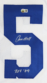 Calvin Hill "ROY 1969" Authentic Signed White Pro Style Jersey BAS Witnessed