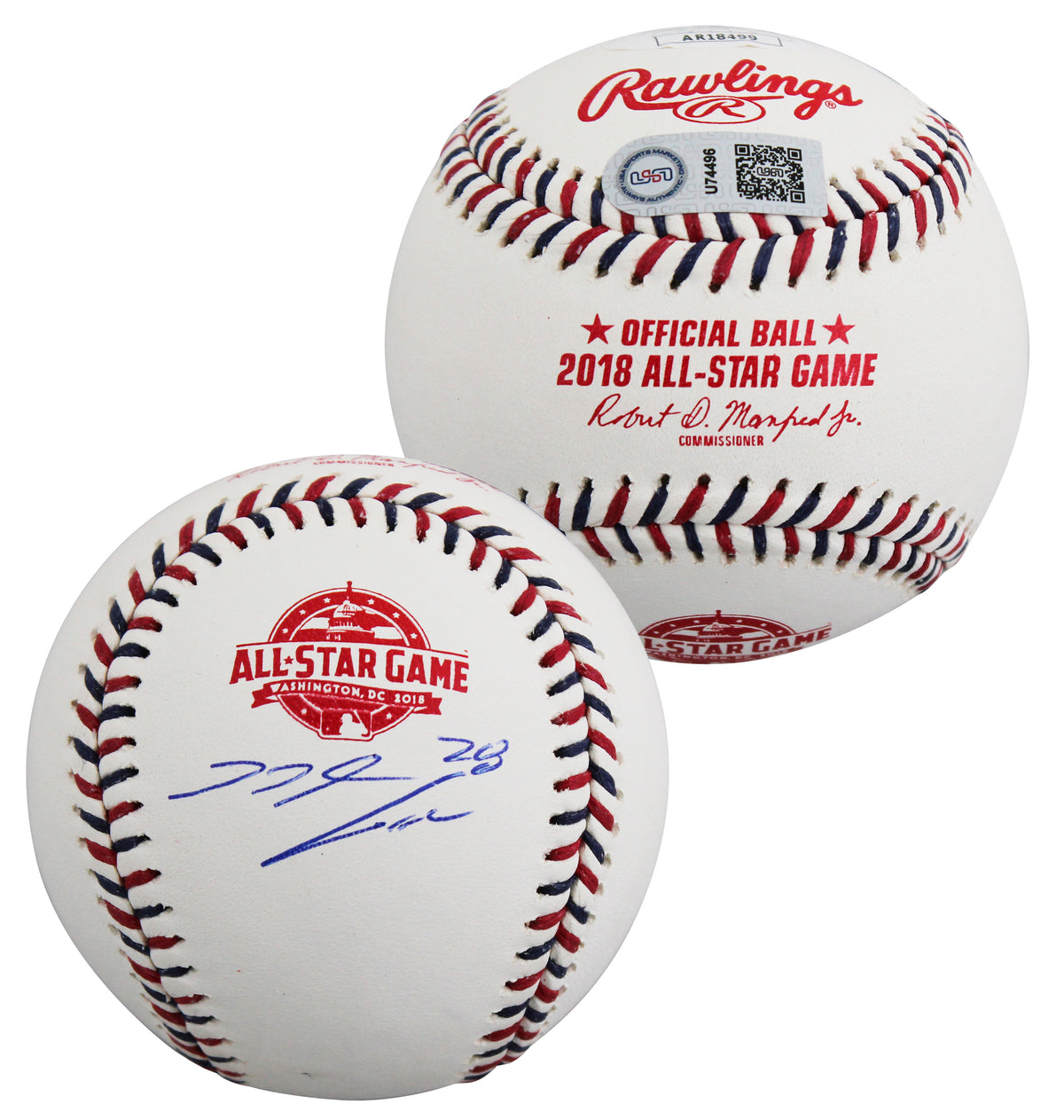 Rockies Nolan Arenado Authentic Signed 2018 All-Star Game Logo OML Baseball JSA