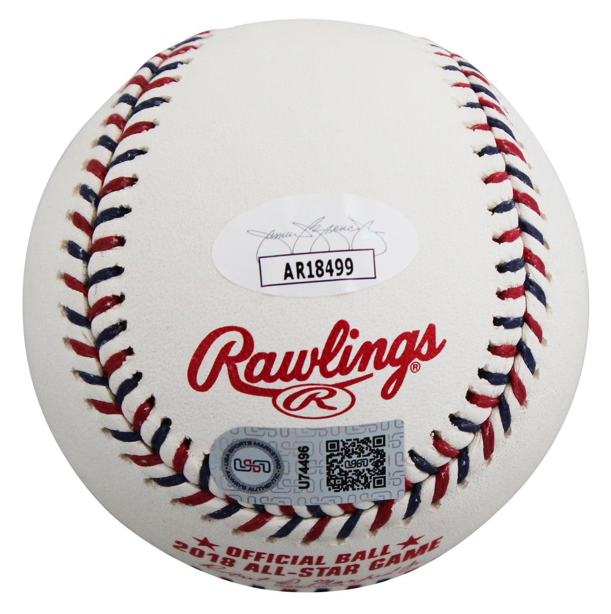 Rockies Nolan Arenado Signed 2018 All-Star Game Logo OML Baseball W/ Case JSA