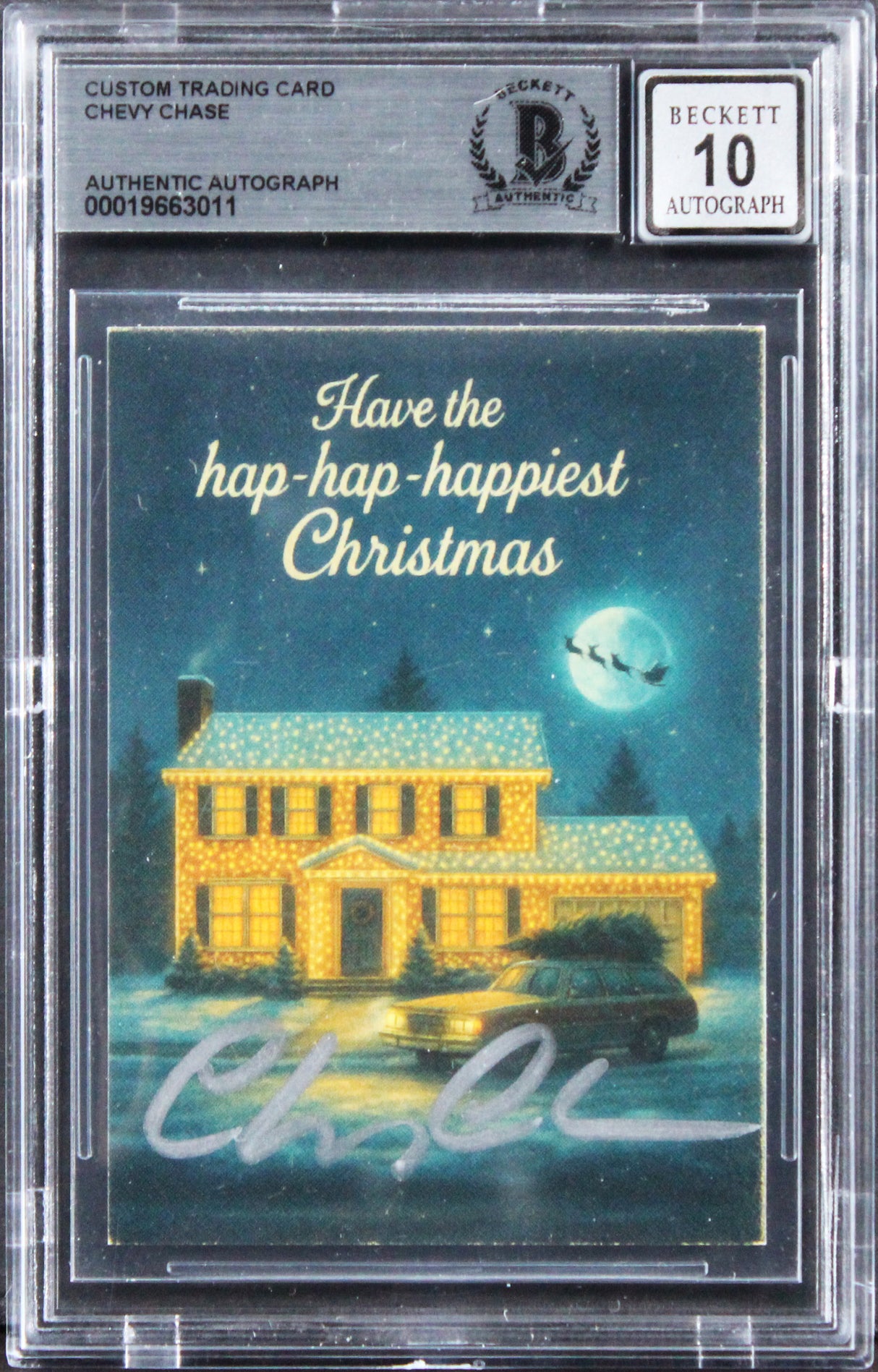 Chevy Chase Christmas Vacation Signed Custom Trading Card Auto 10! BAS Slabbed 8